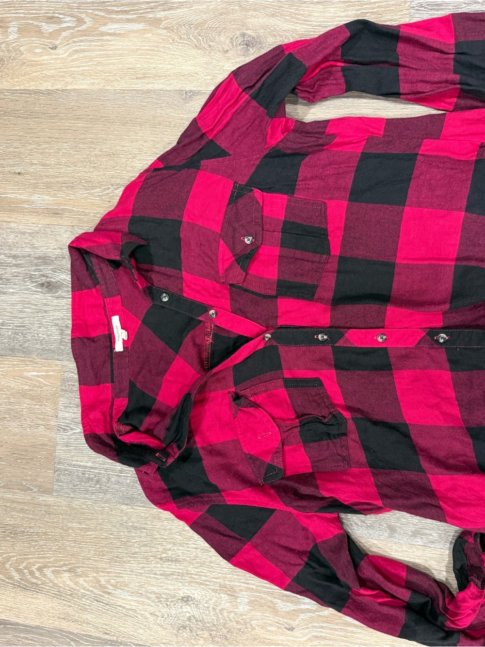 Pink & Gray Buffalo Plaid Button-Up Shirt